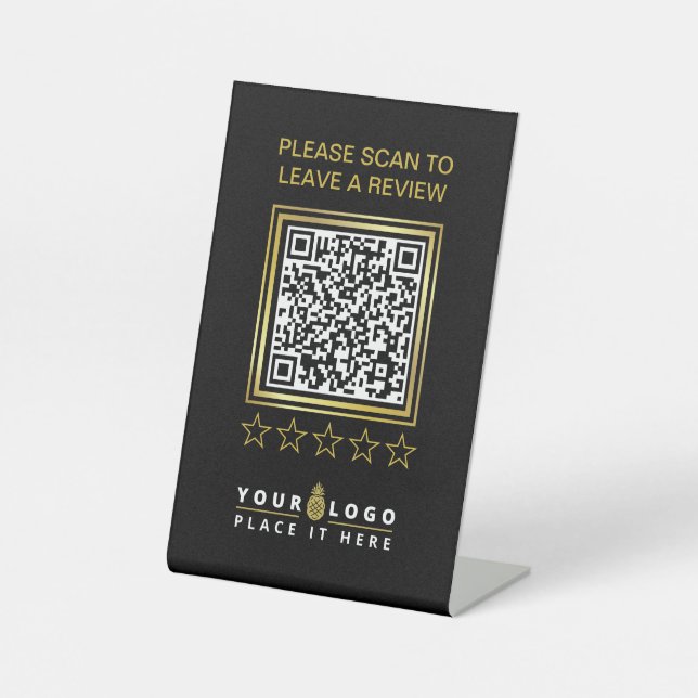Bewertung von Firmenlogo für Black Gold QR Sockelschild (Vorderseite)