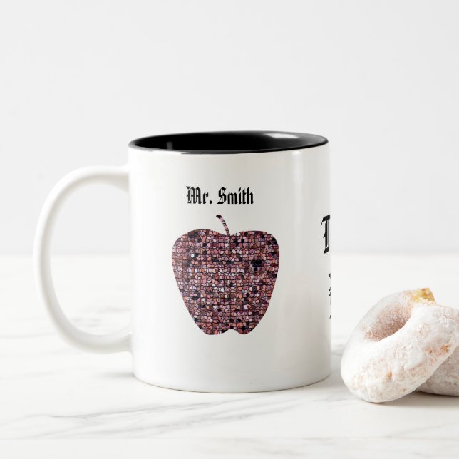 Bewertung von männlichen Lehrern Ende des Jahres V Zweifarbige Tasse (Mit Donut)