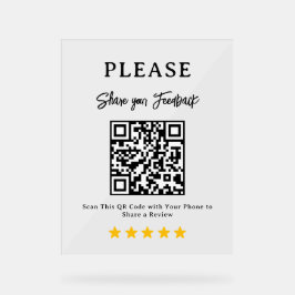 Bewertungs-QR-Code Geschäftsauslagenschild Acrylschild