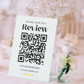 Bewertungs-QR-Code Personalisierte Social Media Sockelschild