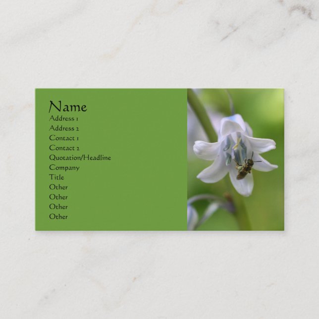 Bewi on Bluebell Blume Business Card Visitenkarte (Vorderseite)