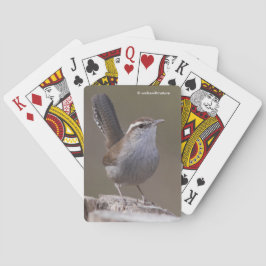 Bewick's Wren Songbird auf Treestump Spielkarten