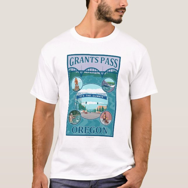 Bewilligungs-Durchlauf, OregonScenic Reise-Plakat T-Shirt (Vorderseite)