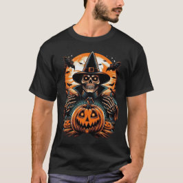 Bewitching Skeleton with Jack-O'-Lantern Halloween T-Shirt