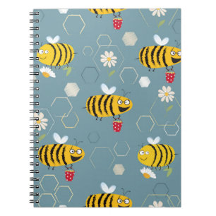Bewohnte Bienen, die sich um die Blume bummeln und Notizblock