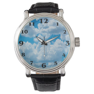 Bewölkt Bild für Gewohnheit-Schwarz-Vintag-Leder Armbanduhr