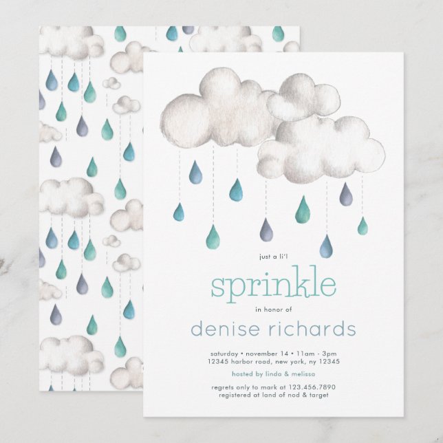 Bewölkt mit der Chance, Sprinkles Baby Dusche Einladung (Vorne/Hinten)