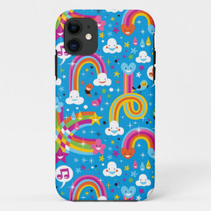 bewölkt Regenbogenregentropfen-Herzmuster iPhone 11 Hülle