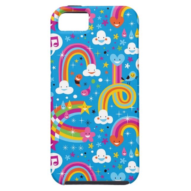 bewölkt Regenbogenregentropfen-Herzmuster Case-Mate iPhone Hülle (Rückseite)