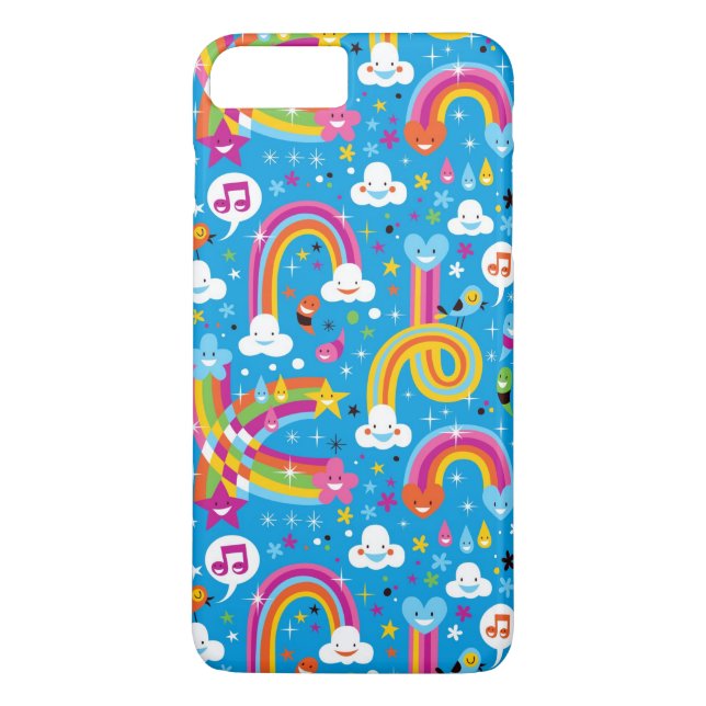 bewölkt Regenbogenregentropfen-Herzmuster Case-Mate iPhone Hülle (Rückseite)