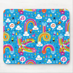 bewölkt Regenbogenregentropfen-Herzmuster Mousepad