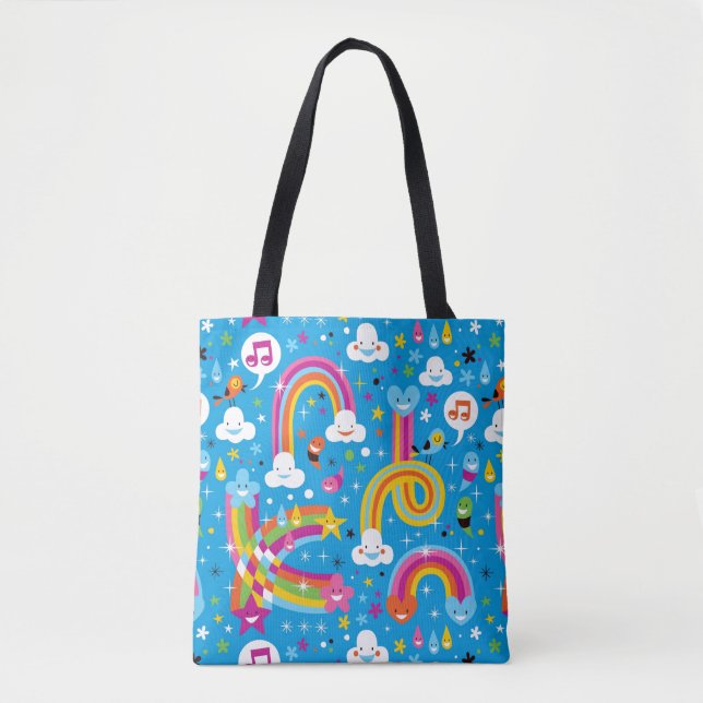 bewölkt Regenbogenregentropfen-Herzmuster Tasche (Vorderseite)