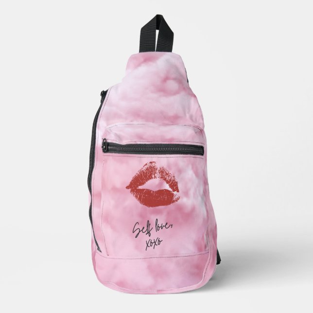 Bewölkt Rosa Crossbody Bag (Vorderseite)