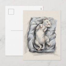 Bewölkte Katze - Gemütliche Herbstferien-Postkarte