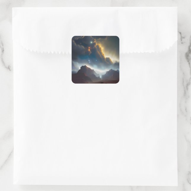 bewölkte Landschaft Quadratischer Aufkleber (Tasche)