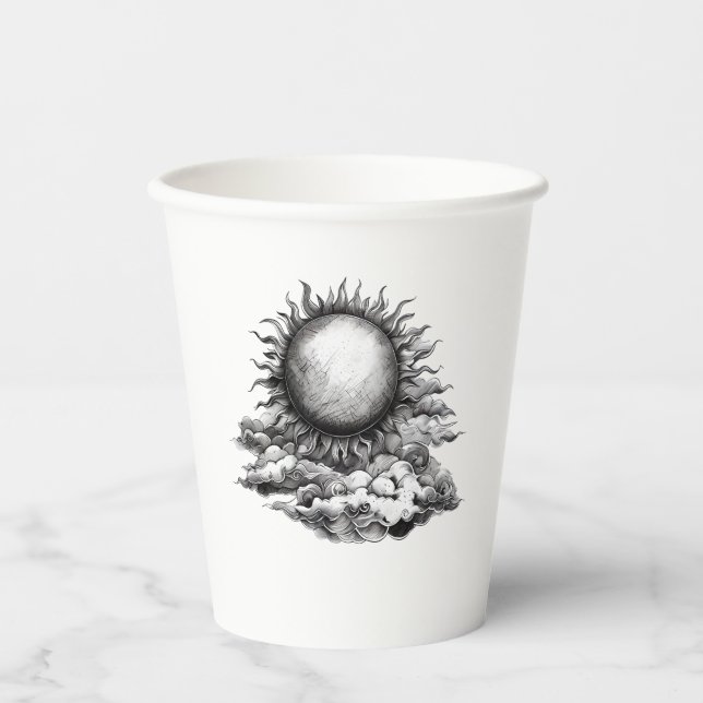 Bewölkte Sonne Pappbecher (Vorderseite)