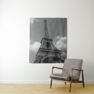 Bewölkter Eiffel in Schwarzweiss, 2015 Wandteppich
