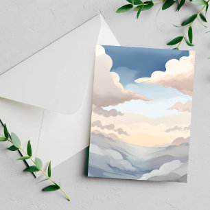 Bewölkter Himmel   Wasserfarbe Himmelblaue Wolken 