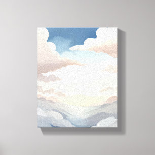 Bewölkter Himmel   Wasserfarbe Himmelblaue Wolken Leinwanddruck