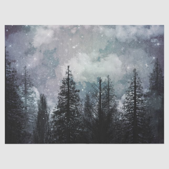 Bewölkter Winter Pine Forest Decoupage Seidenpapier (Vorderseite)