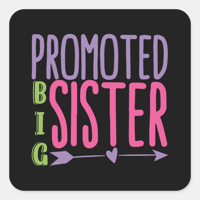 Beworben Big Sister - Big Sister Reveal Quadratischer Aufkleber (Vorderseite)
