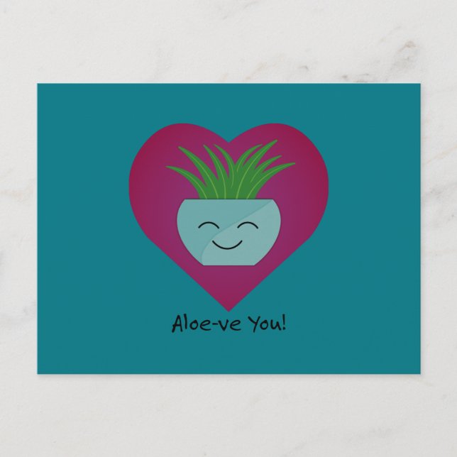 Bewunderlich Funny Aloeve You Aloe Postkarte (Vorderseite)