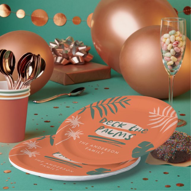 Bewundern Sie die Palmen Weihnachten tropischen ei Pappteller (Multi)