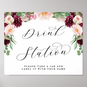 Bewundern Sie Florale Getränkestation Schicke Hoch Poster