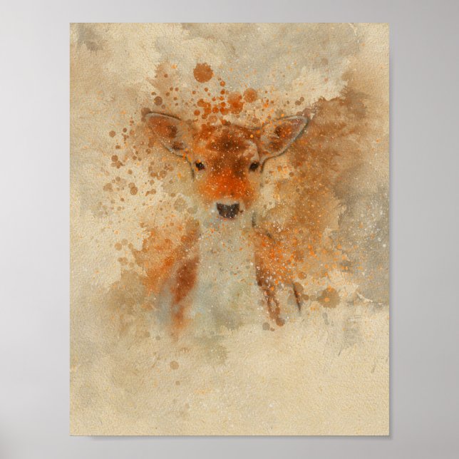 bewundernswerte Aquarellmalerei für Hirsche Poster (Vorne)
