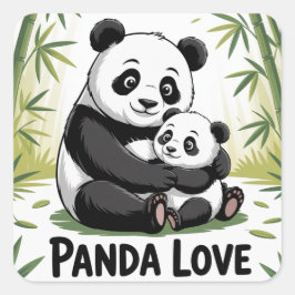 Bewundernswerte Panda-Liebe zurück zur Schule Quadratischer Aufkleber