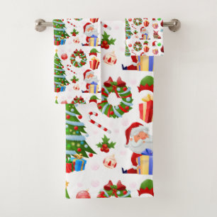 Bewundernswerte Weihnachtselemente und Weihnachtse Badhandtuch Set