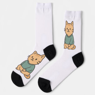 Bewundernswerter Cartoon Cat Couple in gemütlicher Socken