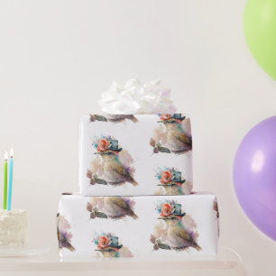 Bewundernswerter Wasserfarbenvogel in einem Hat Wr Geschenkpapier