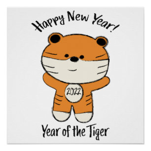 Bewundernswertes Neues Jahr 2022 Jahr des Tigers Poster