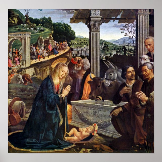 Bewunderung der Hirten - Domencio Ghirlandaio Poster (Vorne)