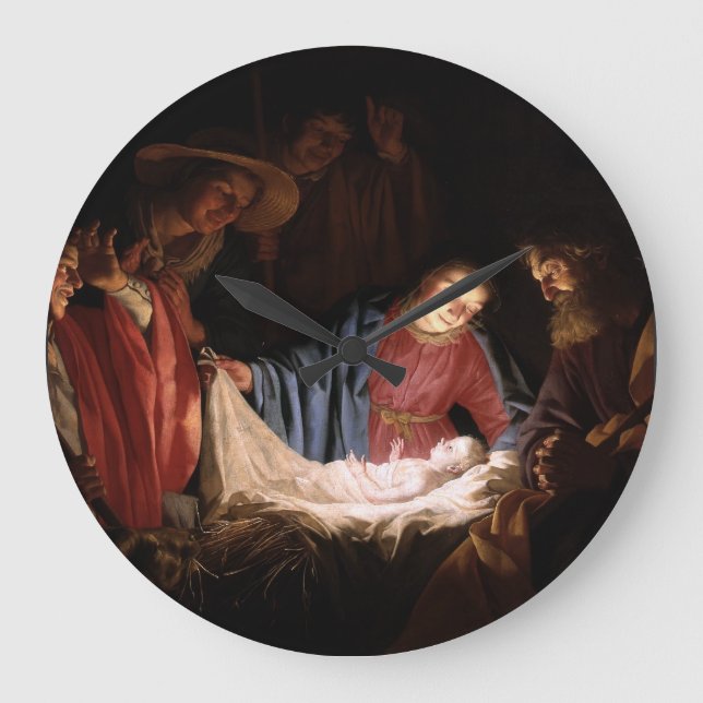 Bewunderung der Hirten durch Gerard van Honthorst Große Wanduhr (Vorderseite)