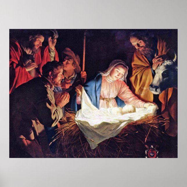 Bewunderung der Hirten durch Gerard van Honthorst Poster (Vorne)