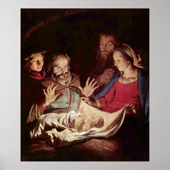 Bewunderung der Hirten durch Gerard van Honthorst Poster (Vorne)