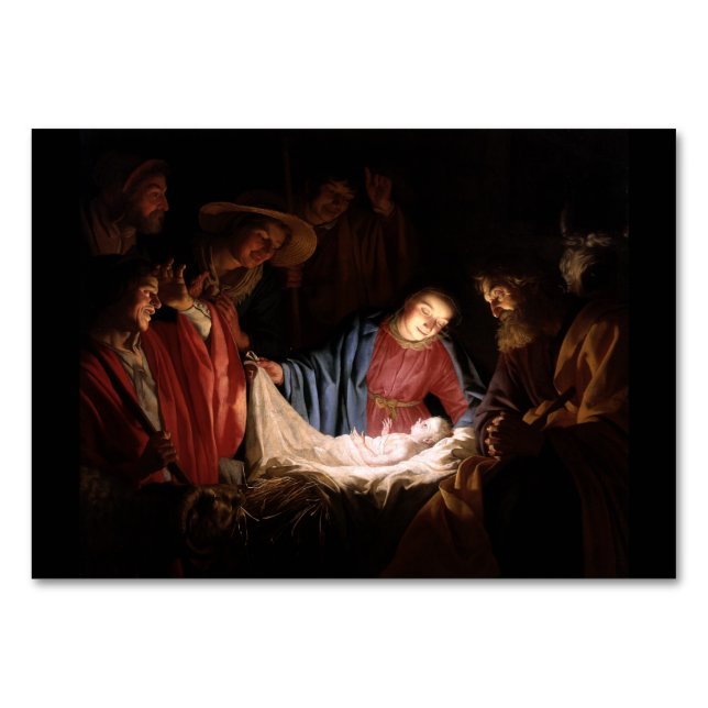 Bewunderung der Hirten durch Gerard van Honthorst Tischnummer (Vorderseite)