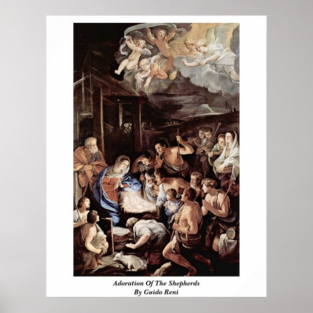 Bewunderung der Hirten durch Guido Reni Poster (Vorne)