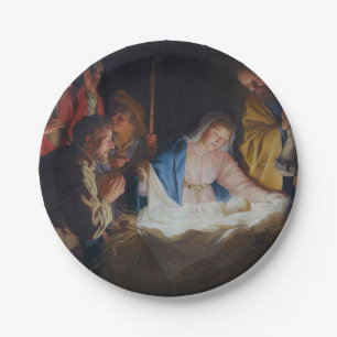 Bewunderung der Hirten - Honthorst - Weihnachten Pappteller