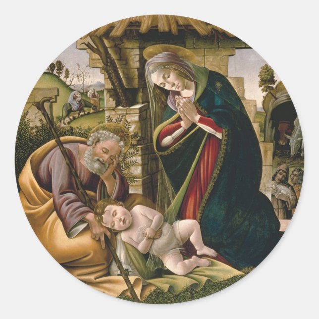 Bewunderung des christlichen Kindes Runder Aufkleber (Vorderseite)