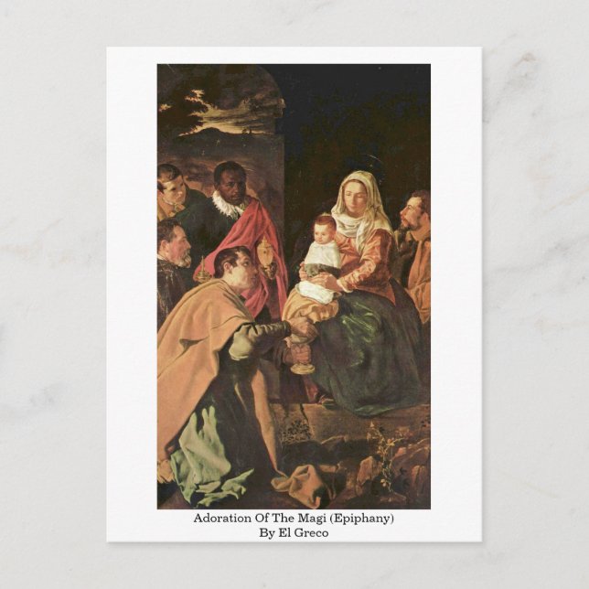 Bewunderung des Magi (Epiphany) durch El Greco Postkarte (Vorderseite)
