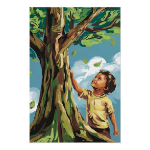 Bewunderung eines Kindes: Lebendiger moderner Baum Poster