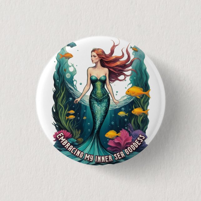 Bewunderung meine innere Seegöttin - Meerjungfrau Button (Vorderseite)