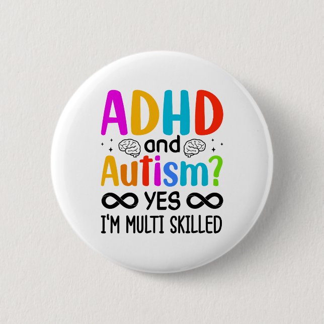 Bewusstsein für Autismus Neurodivergent Audhdh Button (Vorderseite)