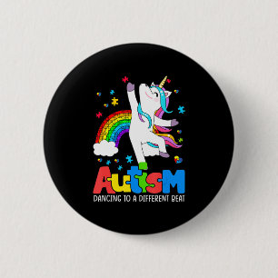 Bewusstsein für AutismusTee-Dabbing Einhorn-Tanzpu Button