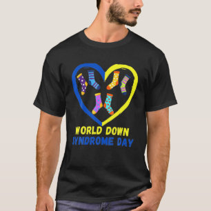 Bewusstsein für das Blaue Gelbe Herz 21 World-Dow T-Shirt