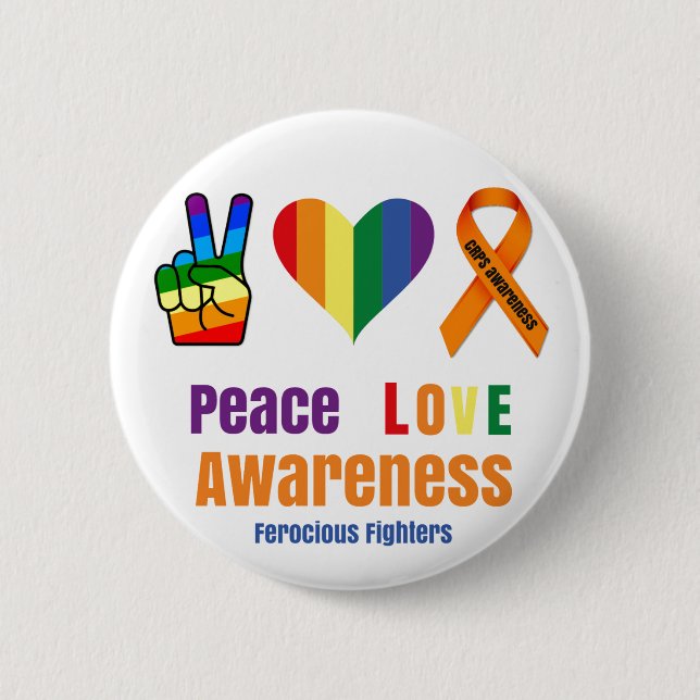 Bewusstsein für die Liebe des Friedens CRPS-Stolz Button (Vorderseite)