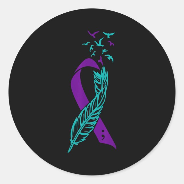 Bewusstsein für die Prävention von Feather-Suizide Runder Aufkleber (Vorderseite)